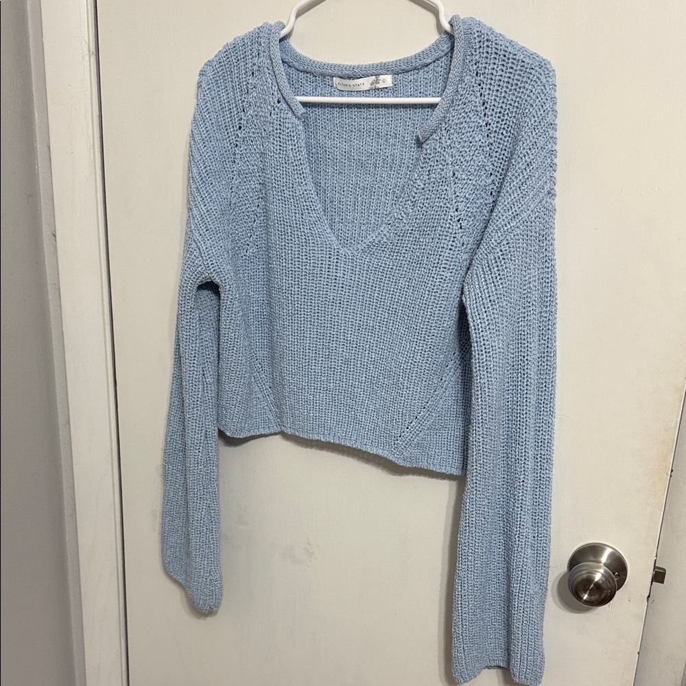 Altar'd State Light Blue V-Neck Sweater